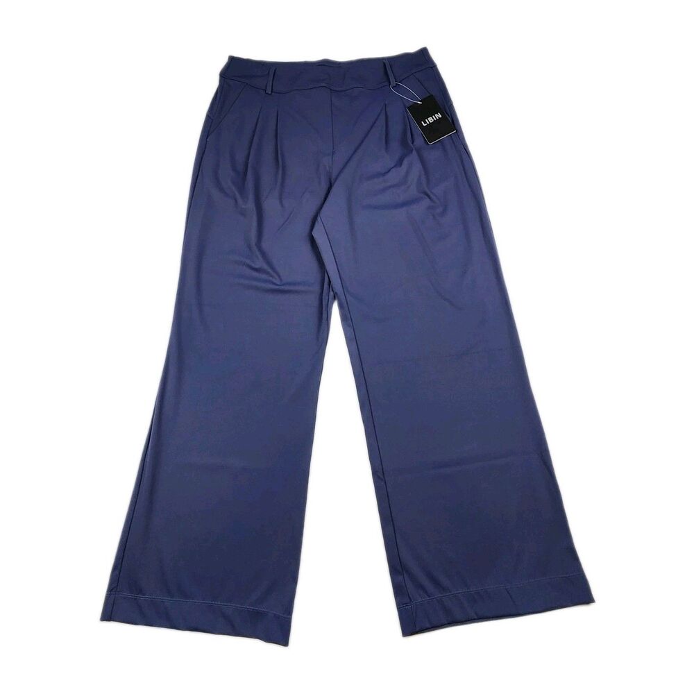 Libin High Waisted Wide-Leg Pants Navy Pleated Women 2XL Pockets NWT Lightweigt
